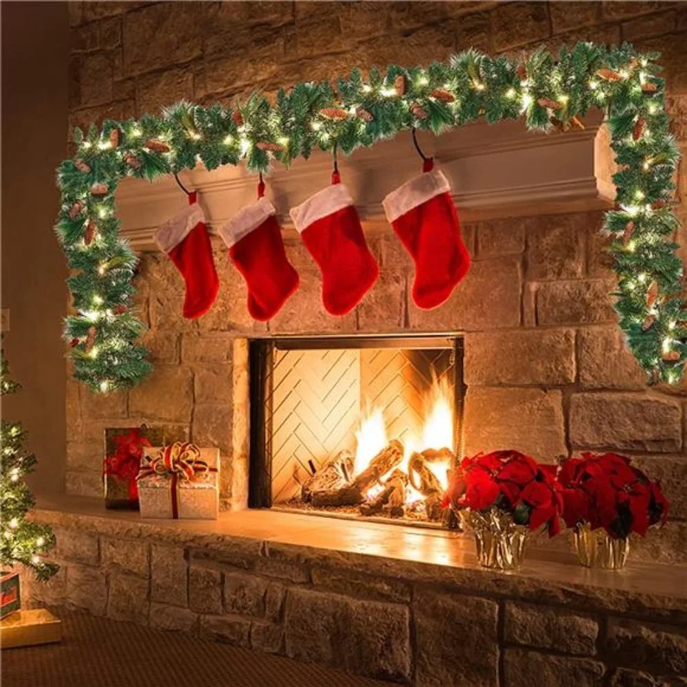 9FT Christmas Garland, Carolina Pine Artificia lGarland with 50 Lights